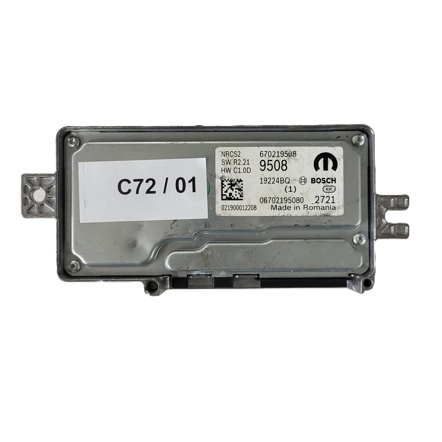 FIAT ALFA MODULE ECU / NRCS2 / 670219508 / 19224BQ / SW R2.21 / HW C1.0D / BOSCH MOPAR