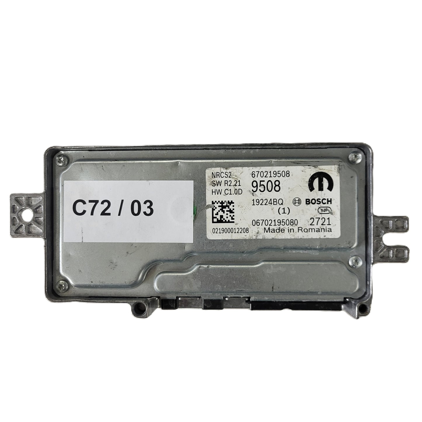 FIAT ALFA MODULE ECU / NRCS2 / 670219508 / 19224BQ / SW R2.21 / HW C1.0D / BOSCH MOPAR