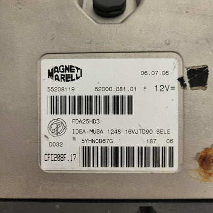 FIAT IDEA LANCIA MUSA ECU / 55208119 / CFC208F.17 / 62000.081.01 / MAGNETI MARELLI
