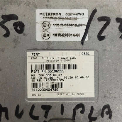 FIAT MULTIPLA BIPOWER ECU / 55196522 / 4100105 / C601 / METATRON - C73-10 - 2