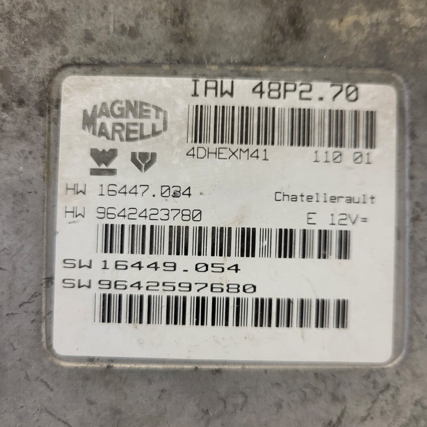 PEUGEOT 206 ECU / IAW 48P2.70 / 9642597680 / 9642423780 / MAGNETI MARELLI