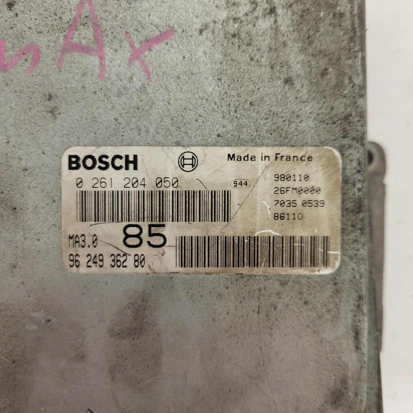 PEUGEOT 106 CITROEN AX 1.0 ECU / 0261204050 / 9624936280 / MA3.0 / BOSCH