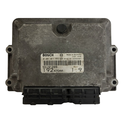 FIAT STILO 1.9 JTD ECU / 0281011553 / 55191209 / 19247DAA / BOSCH