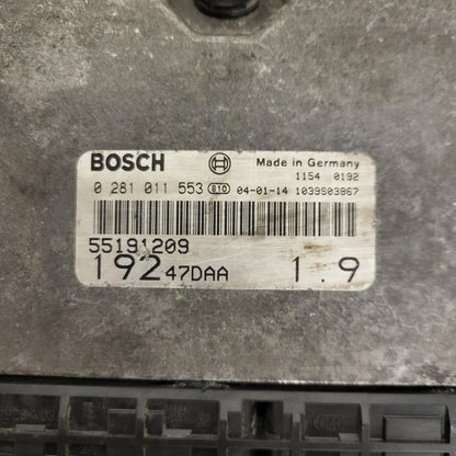 FIAT STILO 1.9 JTD ECU / 0281011553 / 55191209 / 19247DAA / BOSCH