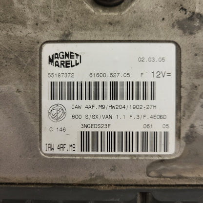 Fiat Seicento 600 ECU / 55187372 / IAW 4AF.M9 / 61600.627.05 / HW204 / MAGNETI MARELLI