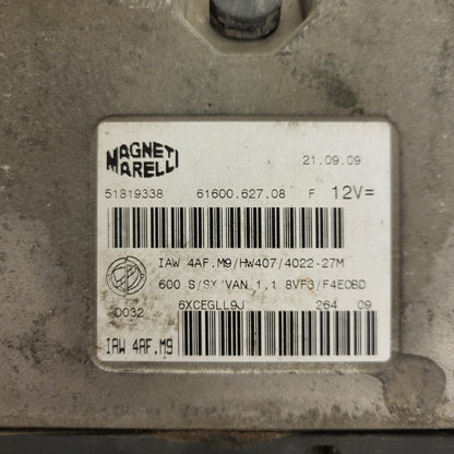 FIAT 600 ECU / 51819338 / IAW 4AF.M9 / HW407 / MAGNETI MARELLI
