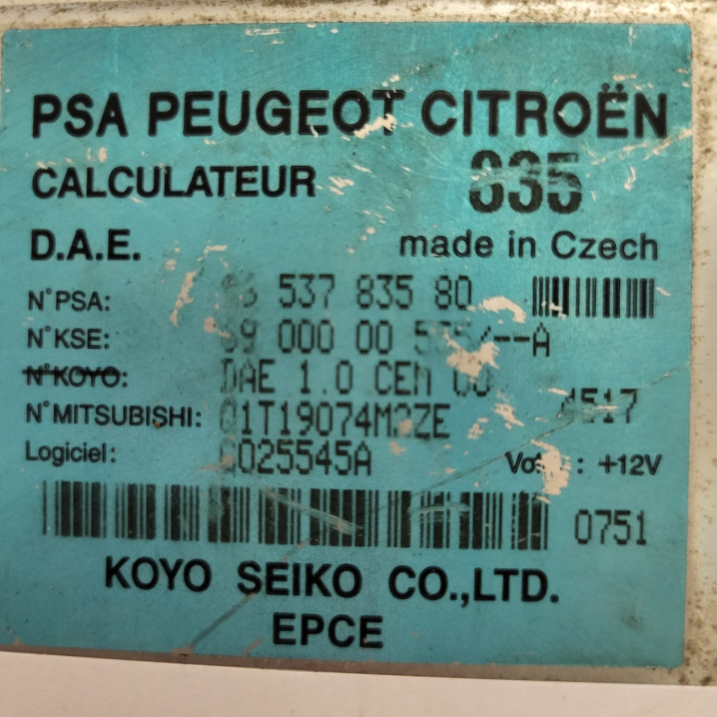 CITROEN C3 POWER STEERING MODULE ECU / 9653783580 / G025545A / KOYO