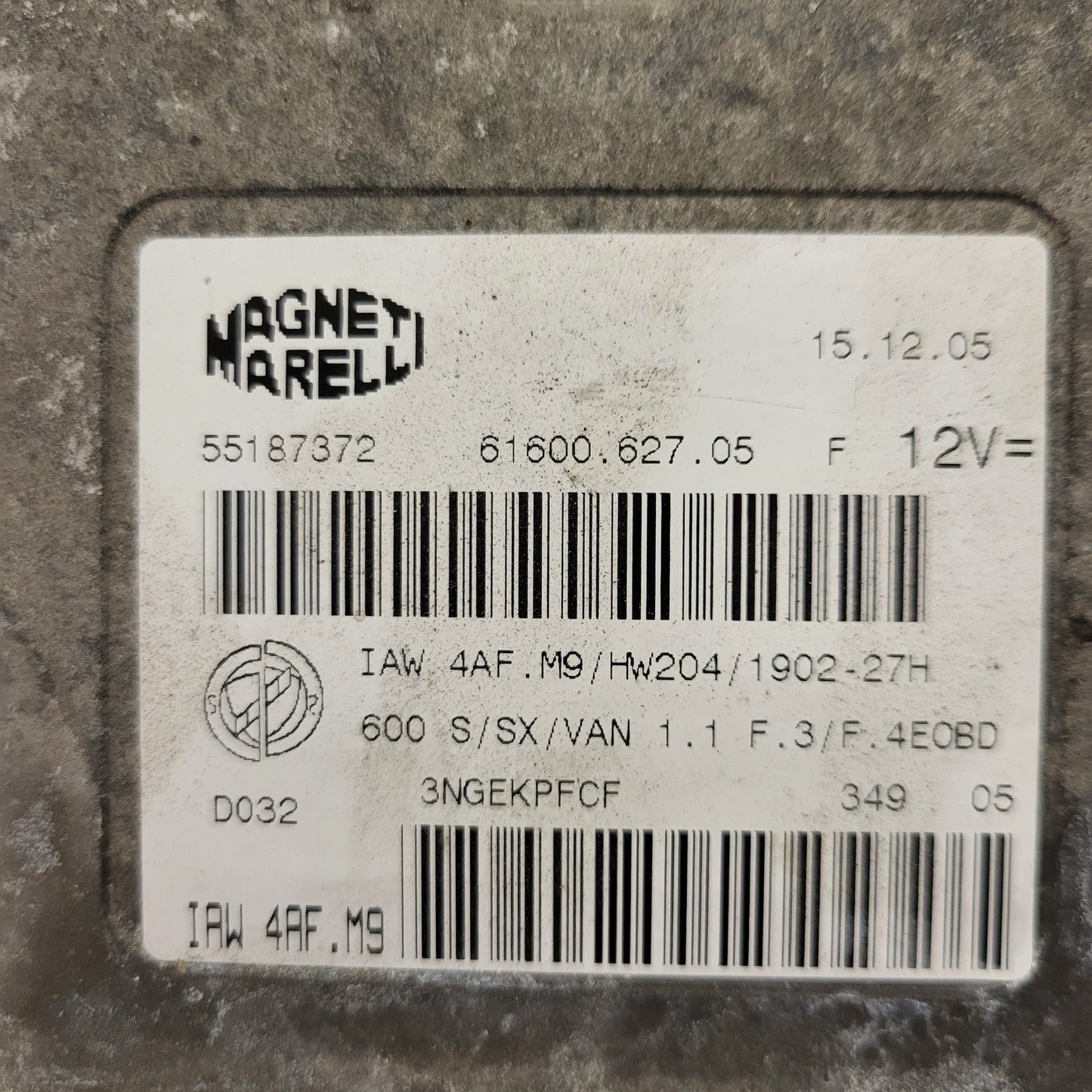 Fiat Seicento 600 ECU / 55187372 / IAW4AF.M9 / 61600.627.05 / MAGNETI MARELLI