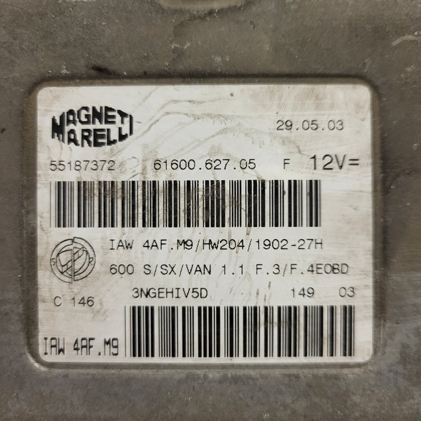 Fiat Seicento 600 ECU / 55187372 / IAW4AF.M9 / 61600.627.05 / MAGNETI MARELLI