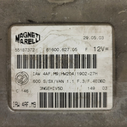 Fiat Seicento 600 ECU / 55187372 / IAW4AF.M9 / 61600.627.05 / MAGNETI MARELLI