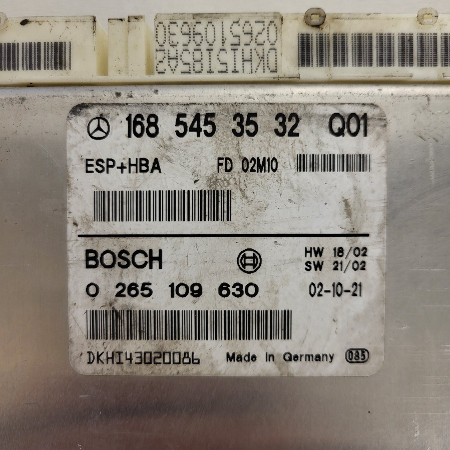 MERCEDES-BENZ A CLASS W168 ESP ECU / 1685453532 / 0265109630 / BOSCH ESP+HBA