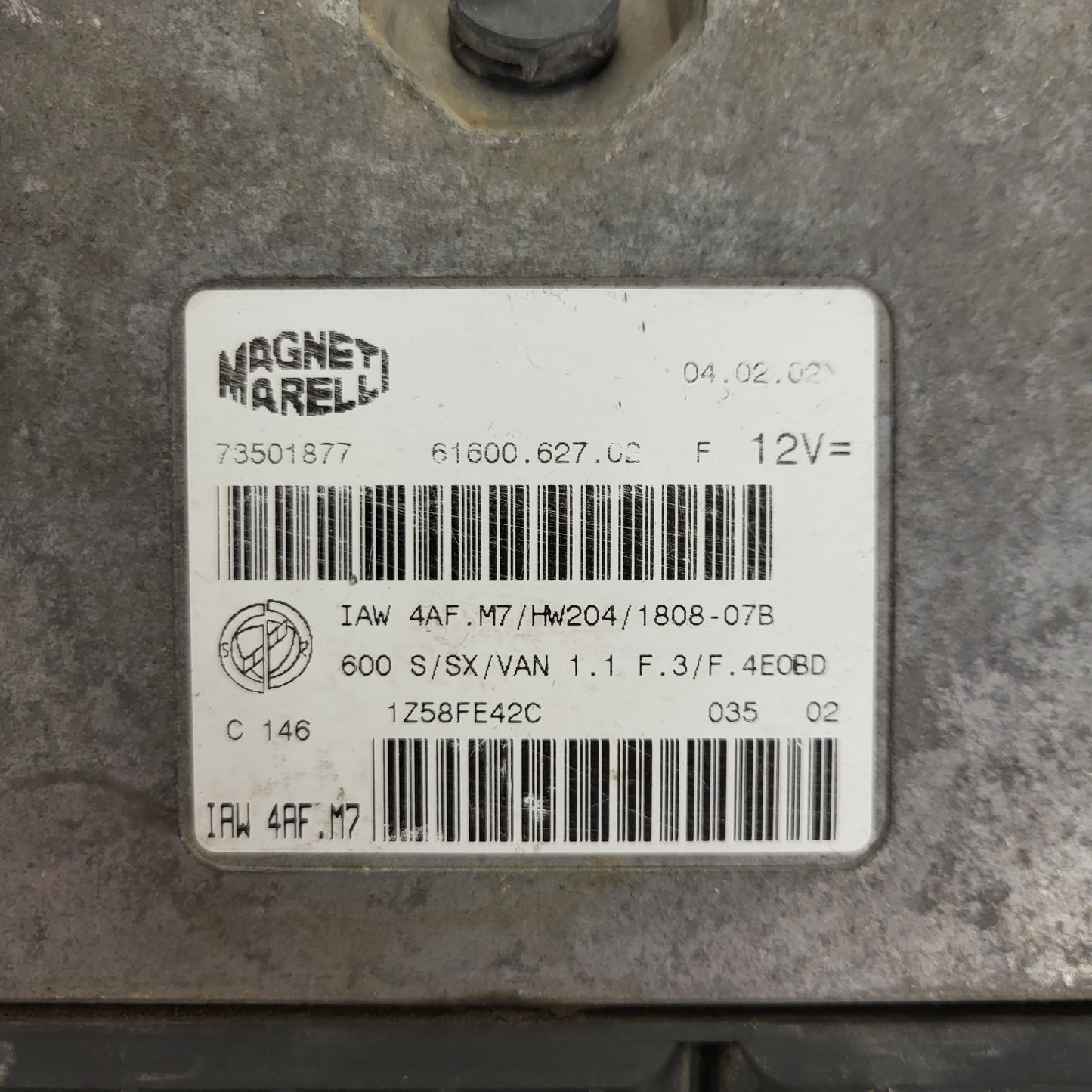 Fiat 600 1.1 ECU / IAW 4AF.M7 / 73501877 / HW204 / 61600.627.02