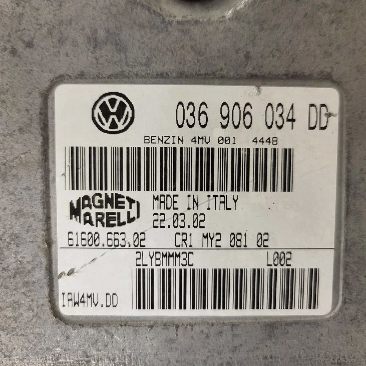 FIAT MULTIPLA ECU IAW 4EF.G3 / 51761337 / 61601 079.03 / HW226 / MAGNETI MARELLI - C81-17 - 3