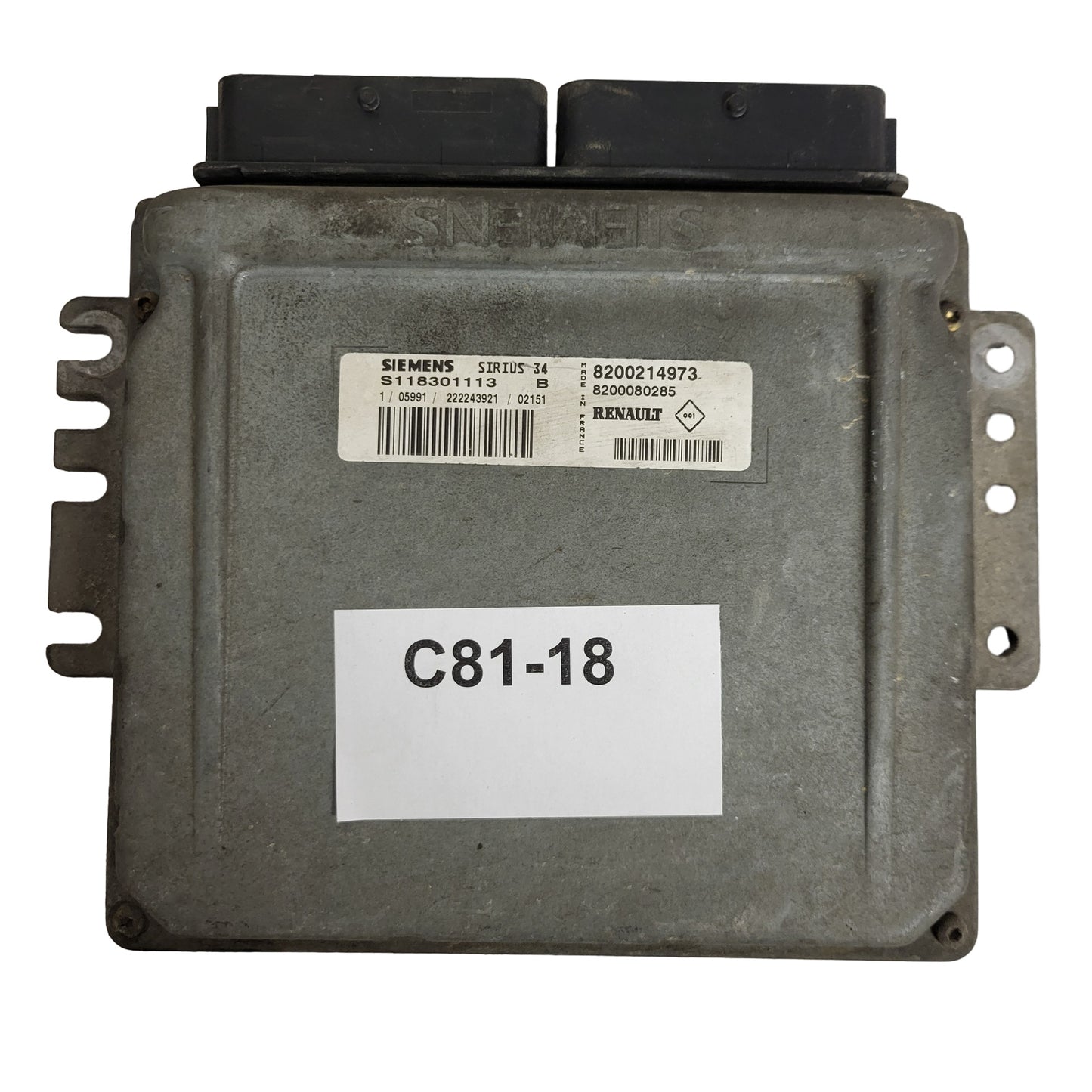 RENAULT CLIO ECU / S118301113B / S118301113 / 8200214973 / 8200080285 / SIRIUS 34
