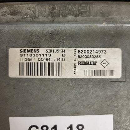 RENAULT CLIO ECU / S118301113B / S118301113 / 8200214973 / 8200080285 / SIRIUS 34