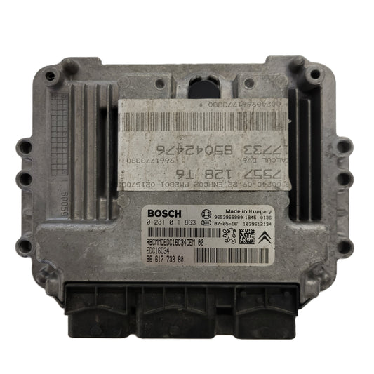 Peugeot Citroen ECU / 0281011863 / 9661773380 / EDC16C34 / BOSCH