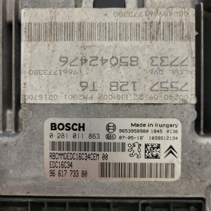 Peugeot Citroen ECU / 0281011863 / 9661773380 / EDC16C34 / BOSCH
