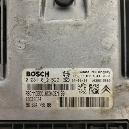 PEUGEOT CITROEN ECU / 0281012529 / 9663475880 / 9657699480 / EDC16C34 / BOSCH