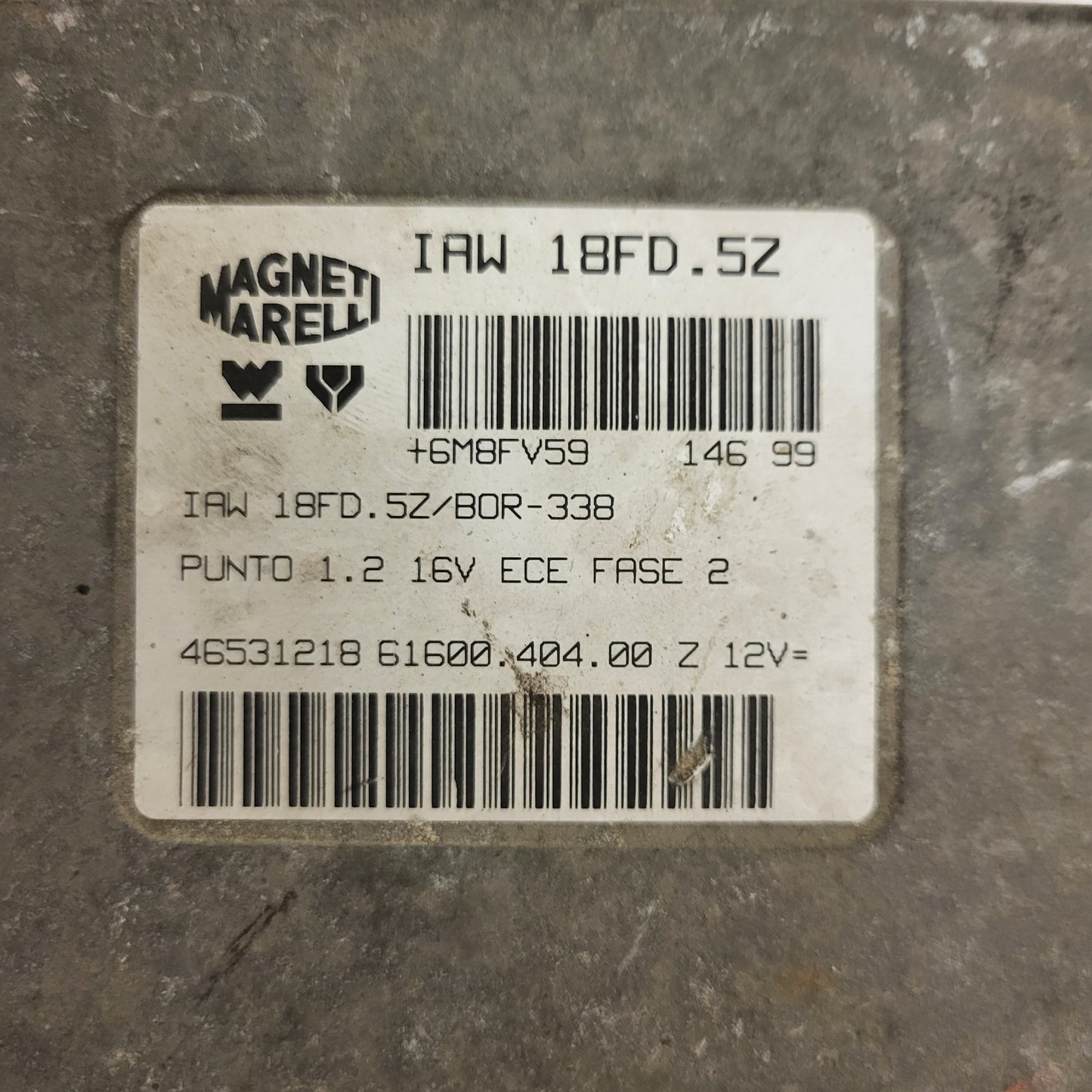 Fiat Punto 1.2 16V ECU / IAW 18FD.5Z / 46531218 / 61600.404.00 / MAGNETI MARELLI