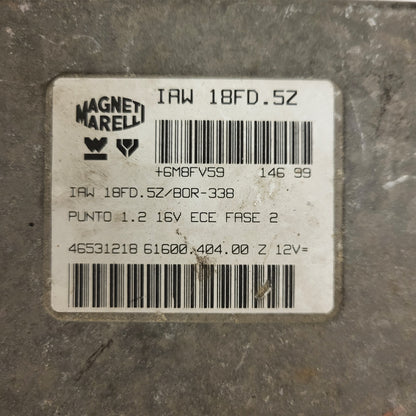 Fiat Punto 1.2 16V ECU / IAW 18FD.5Z / 46531218 / 61600.404.00 / MAGNETI MARELLI