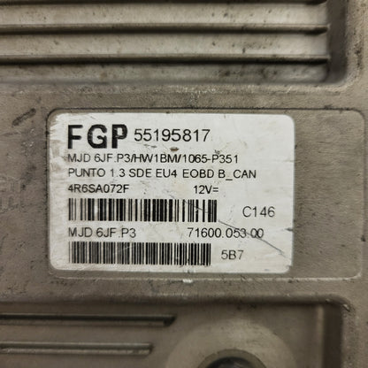 FIAT PUNTO ECU / MJD 6JF.P3 / 55195817 / HW1BM / 71600.053.00 / MAGNETI MARELLI
