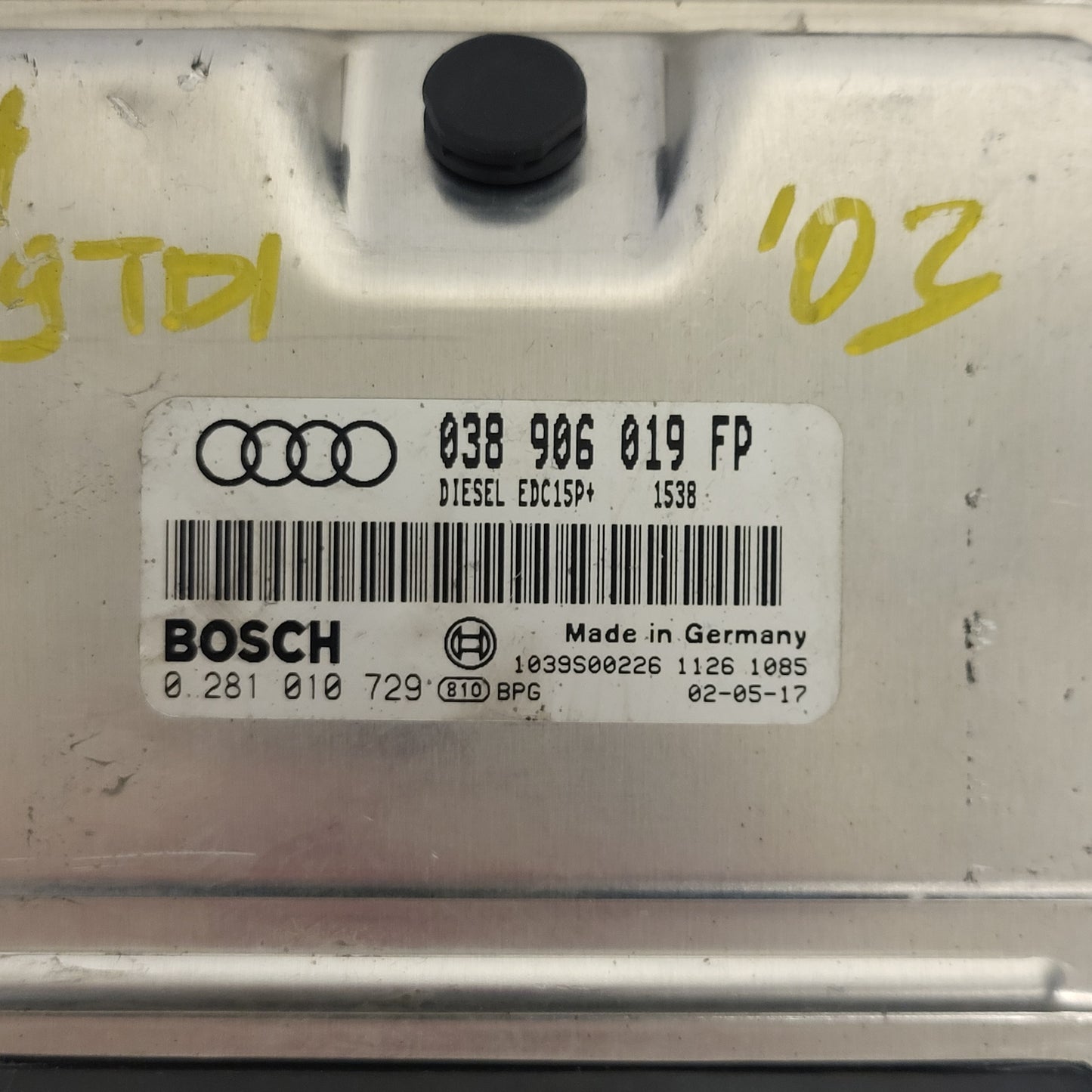 VW AUDI ECU / 038906019FP / 0281010729 / EDC15P+ / BOSCH