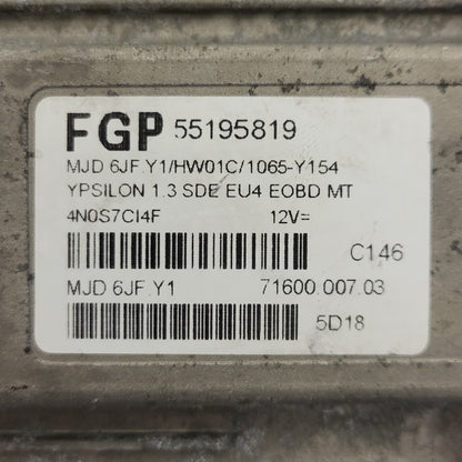 LANCIA Y 1.3 ECU / 55195819 / MJD 6JF.Y1 / HW01C / 71600.007.03 MAGNETI MARELLI