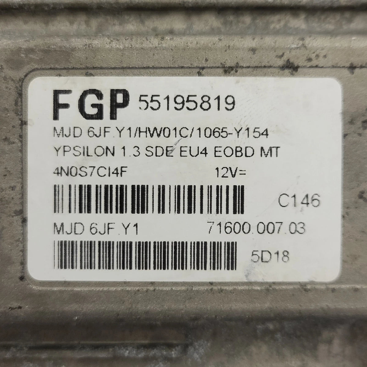 LANCIA Y 1.3 ECU / 55195819 / MJD 6JF.Y1 / HW01C / 71600.007.03 MAGNETI MARELLI - C84-07 - 2