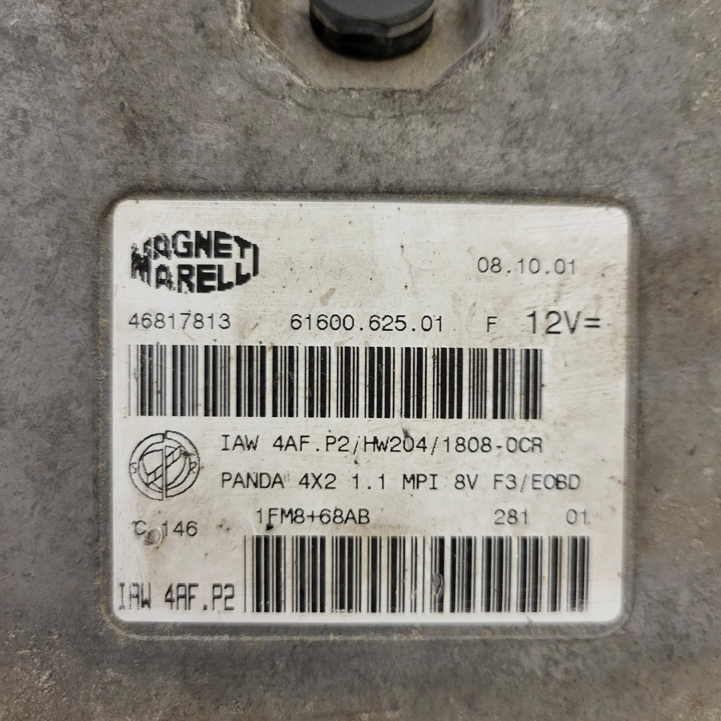 FIAT PANDA 1.1 ECU / 46817813 / IAW 4AF.P2 / 61600.625.01 / HW204 / MAGNETI MARELLI