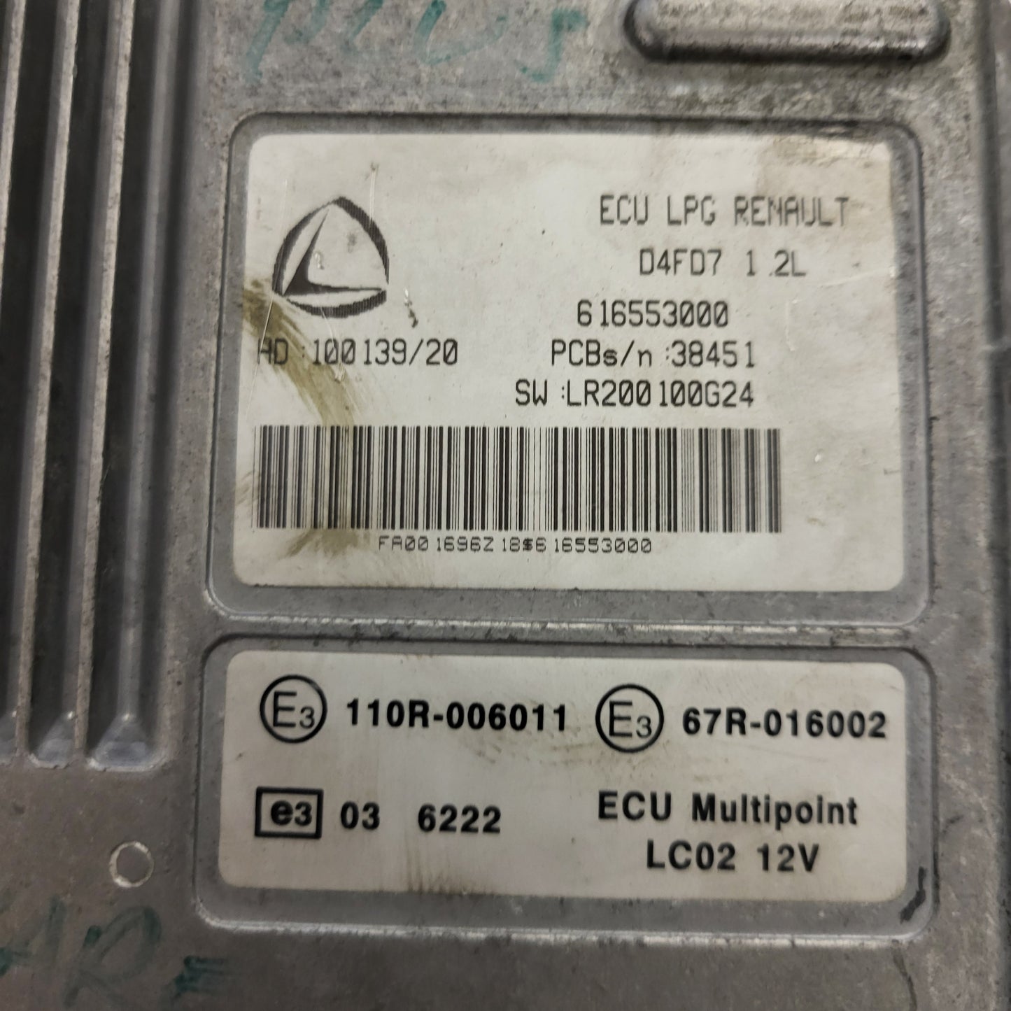RENAULT D4FD7 ECU LPG / 616553000 / 38451 / 100139/20 / LR200100G24 / LANDI RENZO