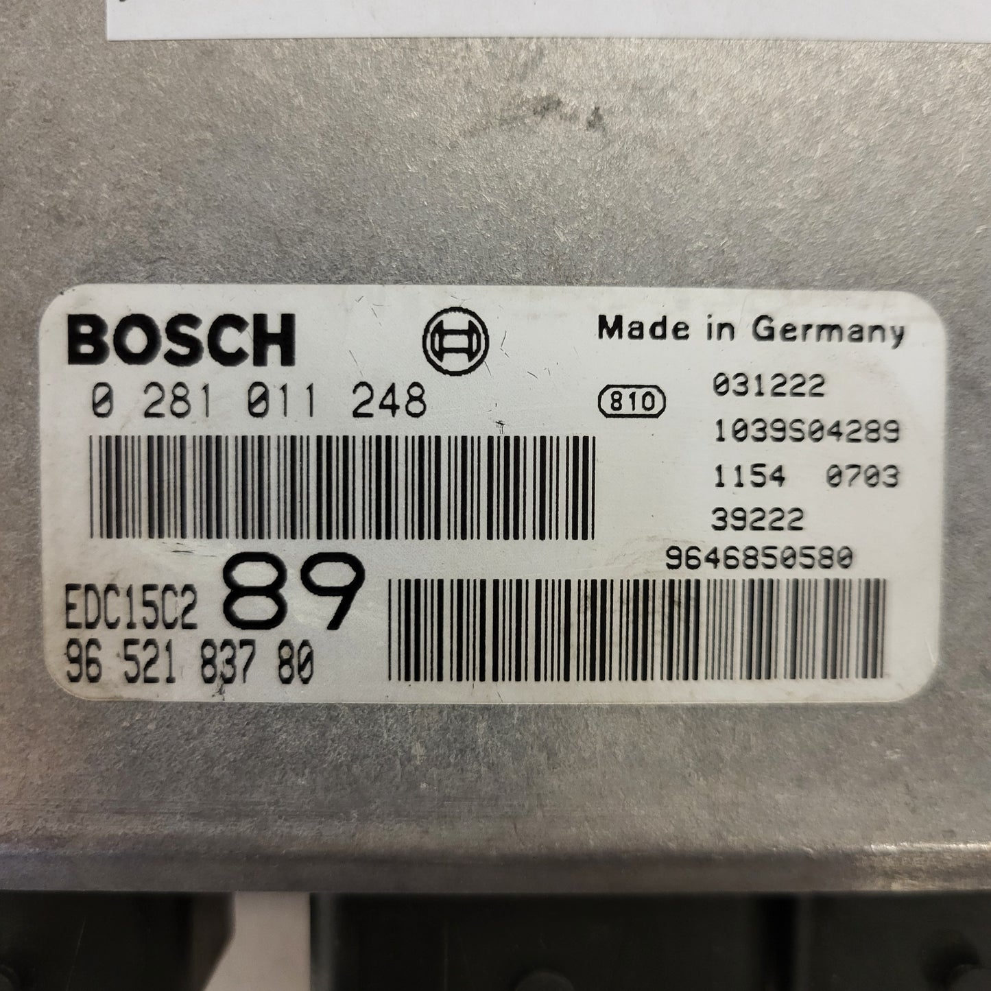 PEUGEOT CITROEN ECU / 0281011248 / EDC15C2 / 9652183780 / 9646850580 / BOSCH