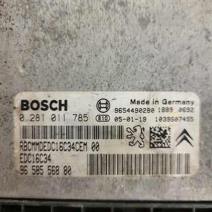 Peugeot Citroen ECU / 0281011785 / 9685886880 / 9654490280 / EDC16C34 / BOSCH