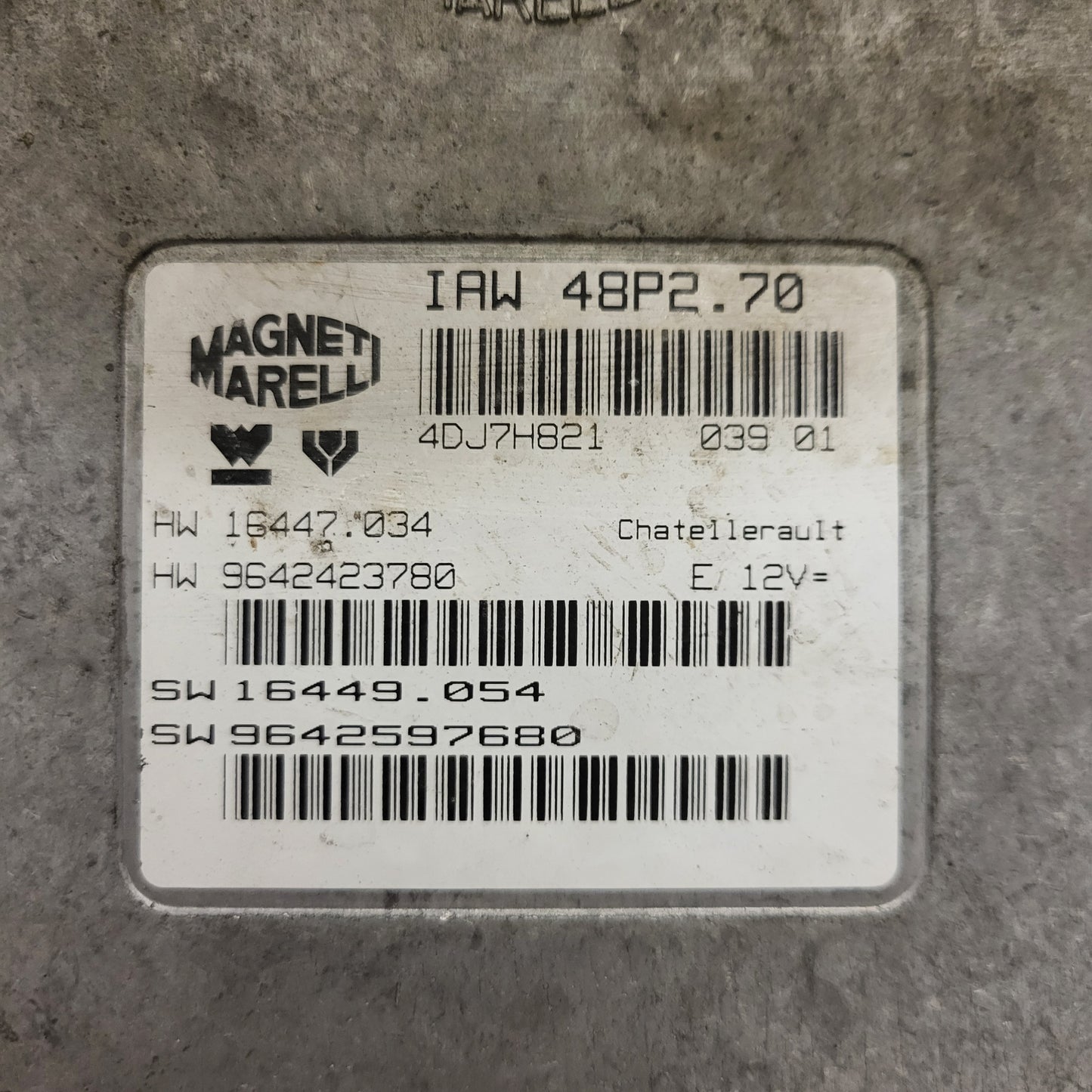 PEUGEOT 206 ECU / IAW 48P2.70 / 9642597680 / 9642423780 / MAGNETI MARELLI