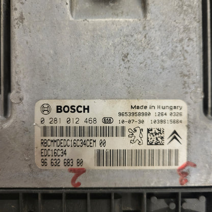 PEUGEOT CITROEN ECU / 0281012468 / 9663268380 / 9653958980 / EDC16C34 /BOSCH