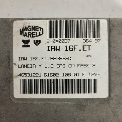 LANCIA Y 1.2 SPI SM ECU / IAW 16F.ET / 46531221 / 61602.108.01 / MAGNETI MARELLI