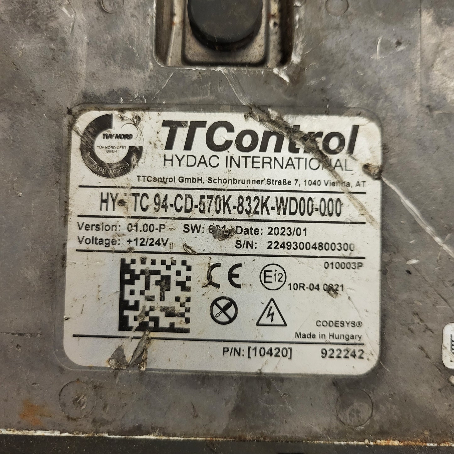 TT CONTROL HYDAC INTERNATIONAL / HY TTC 94-CD-570K-832K-WD00-000 / 01.00-P