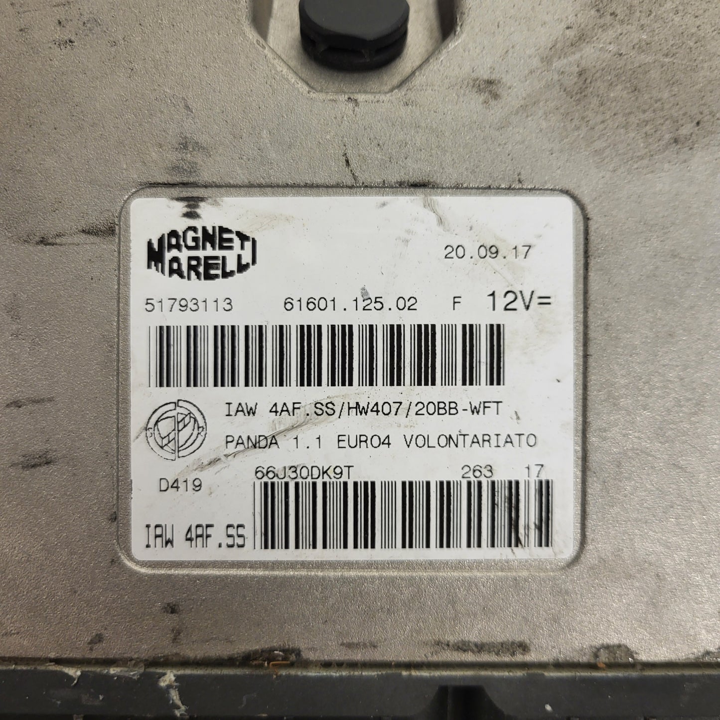 FIAT PANDA 1.1 ECU / 51793113 / IAW 4AF.SS / HW407 / 61601.125.02 / MAGNETI MARELLI