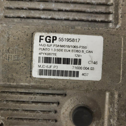 FIAT PUNTO ECU / MJD 6JF.P3 / 55195817 / HW1BM / 71600.053.00 / MAGNETI MARELLI