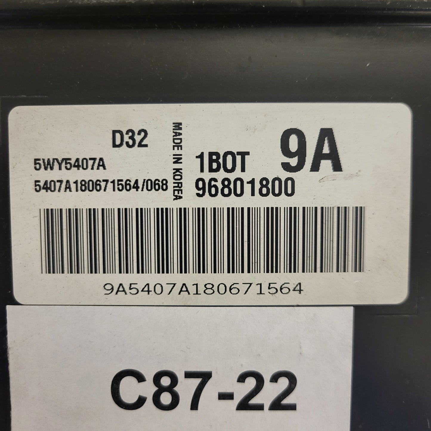 CHEVROLET MATIZ  ECU / 96801800 / 5WY5407A / 1BOT / 9A / D32