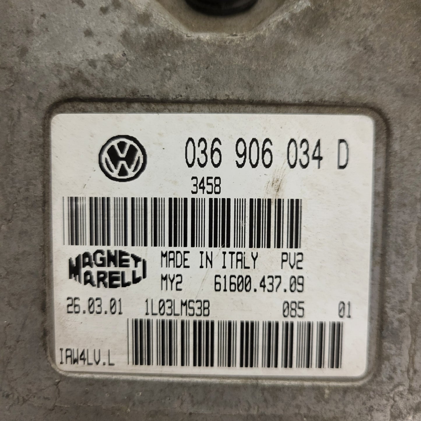 VW ECU / 036906034DG / IAW 4MV.DG / IAW4MV.DG / 61601.018.09 / MAGNETI MARELLI