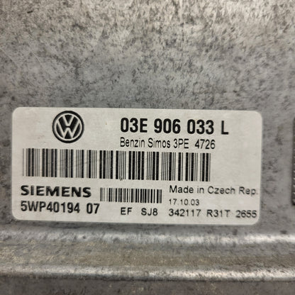 VW POLO ECU / 03E906033L / 5WP40194 07 / SIMOS 3PE / BOSCH