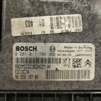 PEUGEOT CITROEN ECU / 0281011784 / 9655919780 / 9654490280 / EDC16C34 / BOSCH