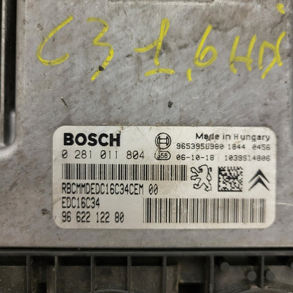 CITROEN C3 ECU / 0281011804 / EDC16C34 / 9662212280 / 9653958980 / BOSCH