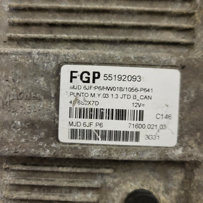 Fiat Punto 1.3 ECU / 55192093 / MJD 6JF.P6 / HW01B / MAGNETI MARELLI