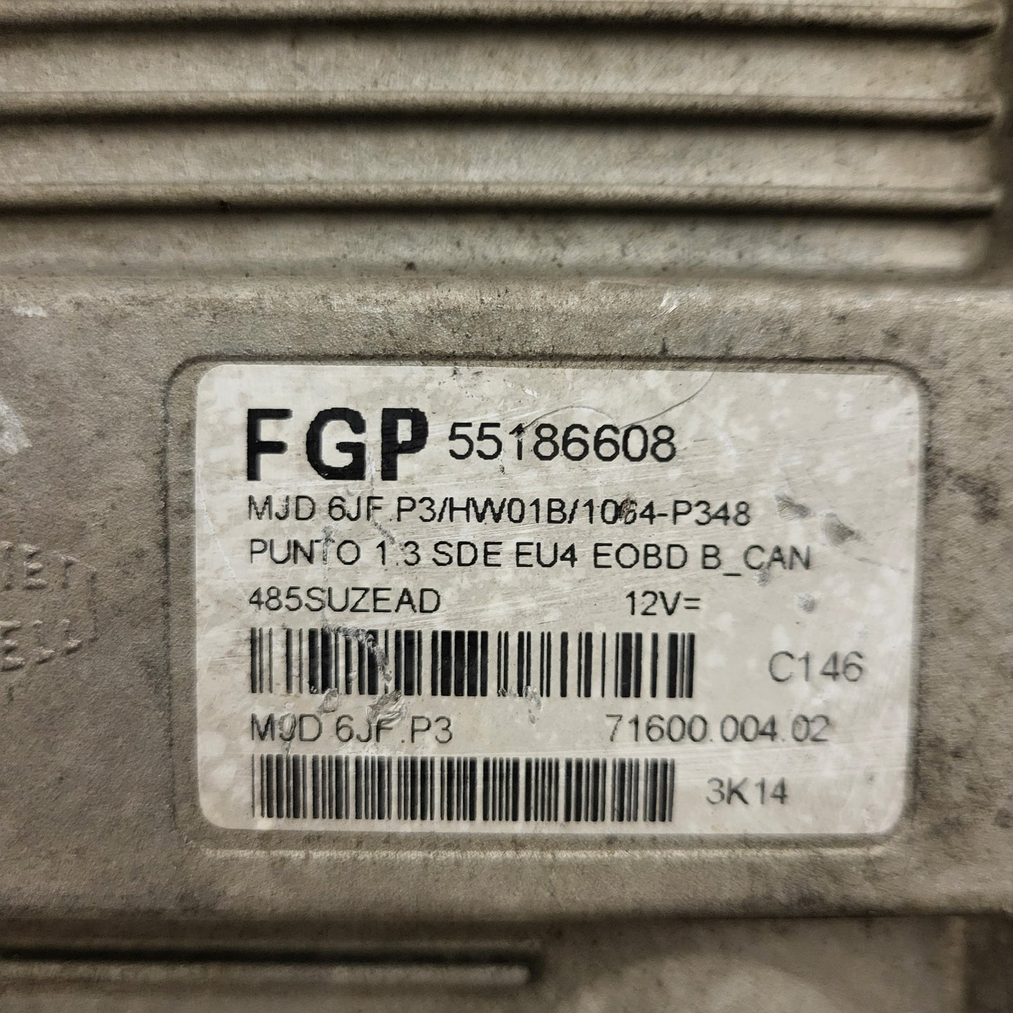 Fiat Punto 1.3 ECU / 55186608 / MJD 6JF.P3 / HW01B / MAGNETI MARELLI