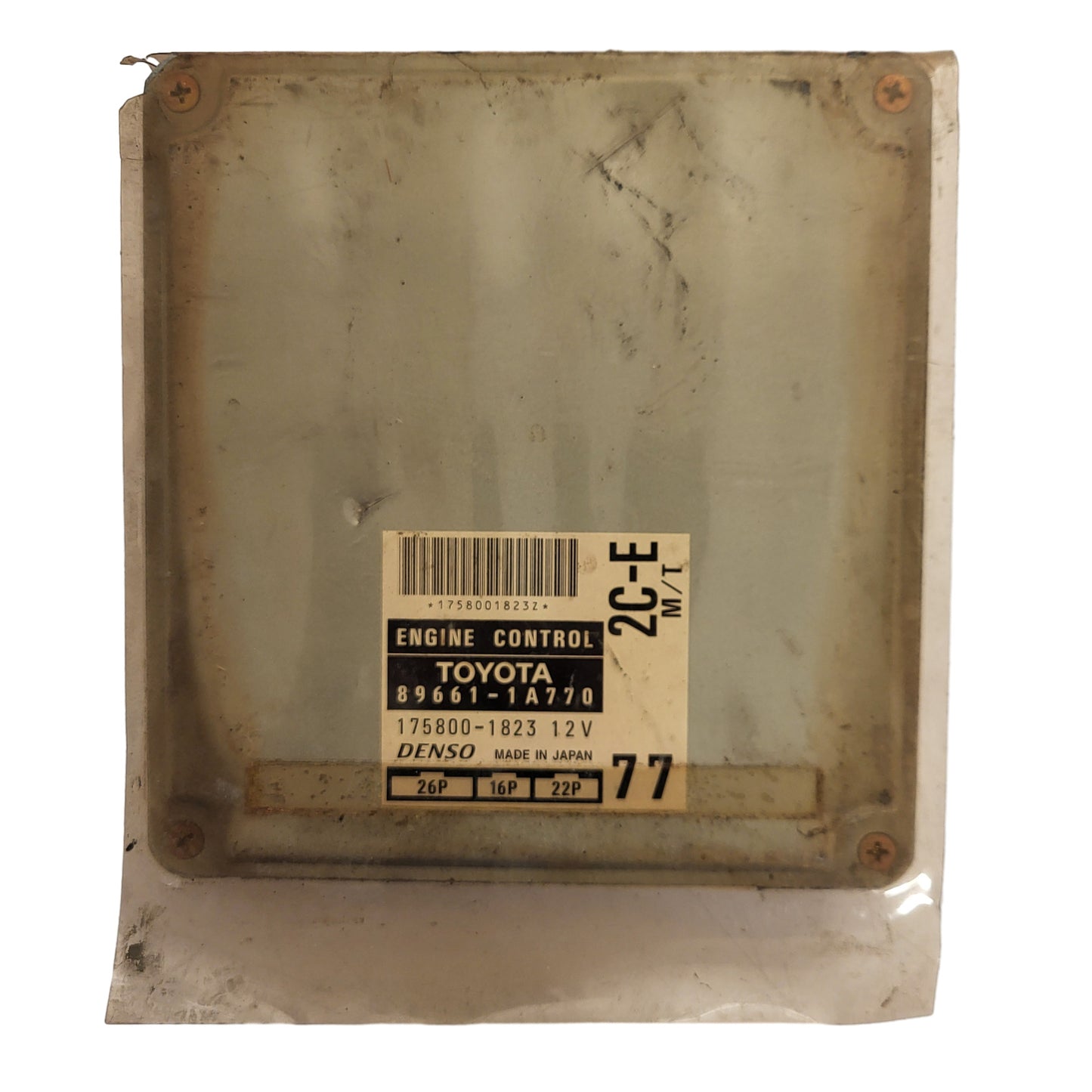 TOYOTA COROLLA ECU / 89661-1A770 / 175800-1823 / 2C-E / DENSO