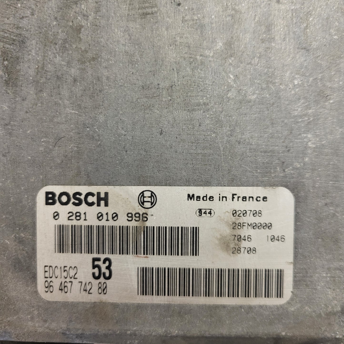 PEUGEOT CITROEN ECU / 0281010996 / EDC15C2 / 9646774280 / BOSCH