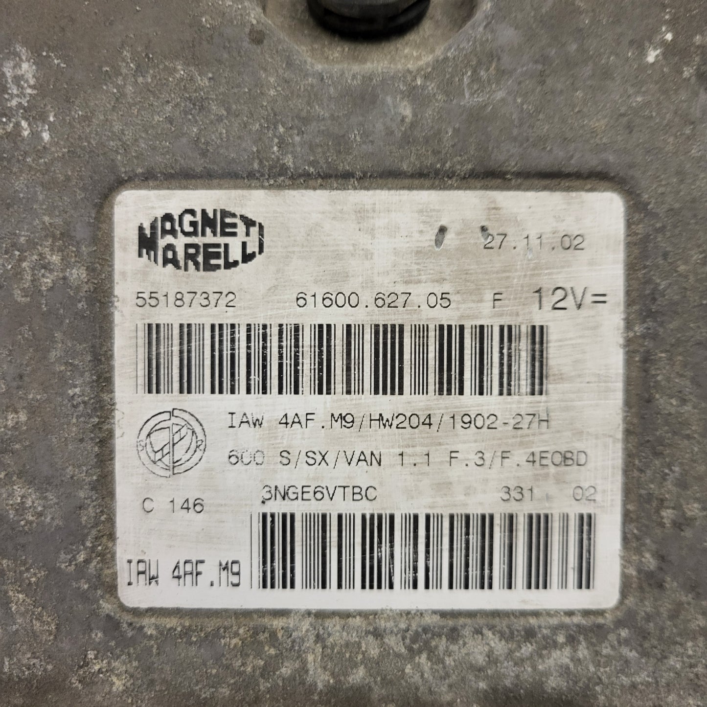 Fiat Seicento 600 ECU / 55187372 / IAW4AF.M9 / 61600.627.05 / MAGNETI MARELLI