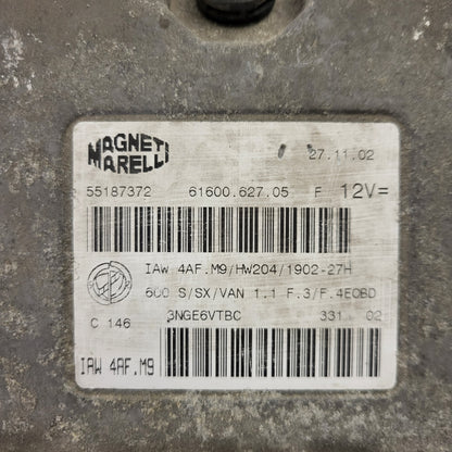 Fiat Seicento 600 ECU / 55187372 / IAW4AF.M9 / 61600.627.05 / MAGNETI MARELLI