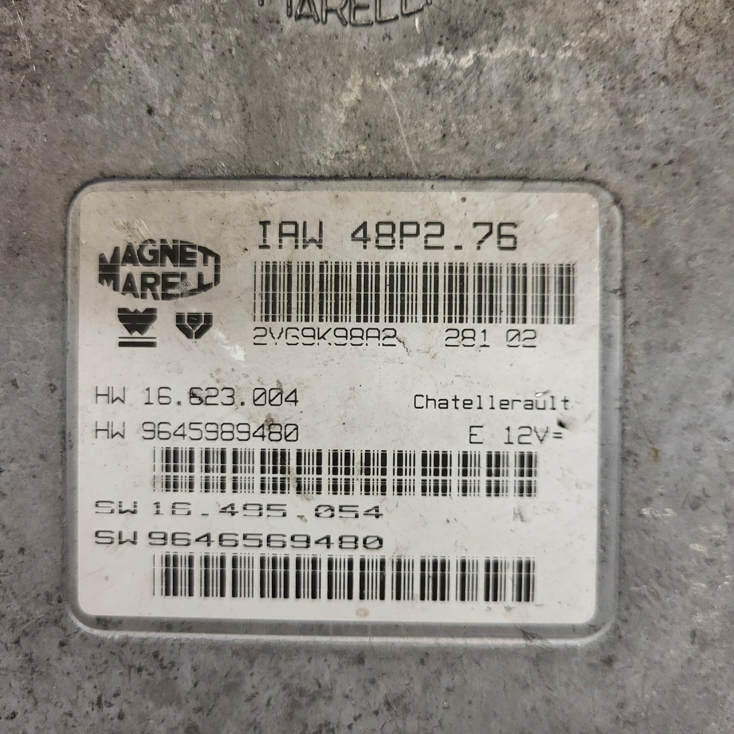 PEUGEOT 206 ECU / IAW 48P2.76 / 9646569480 / 9645989480 / MAGNETI MARELLI